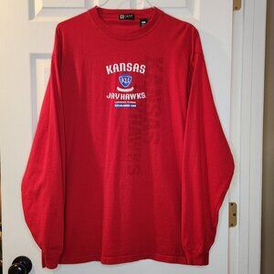 Kansas Jayhawks KU Red Mens Long Sleeve Tee
